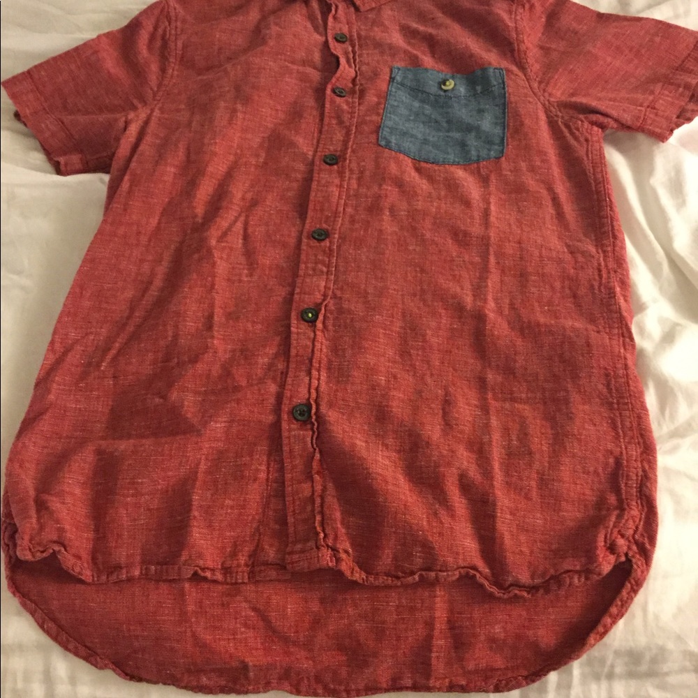 Modern Amusement S Men red short sleeve button up